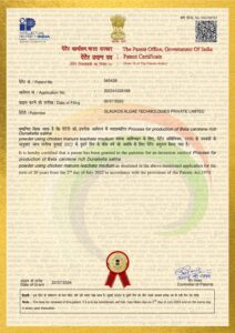 Indian Patent No. 545438 certificate